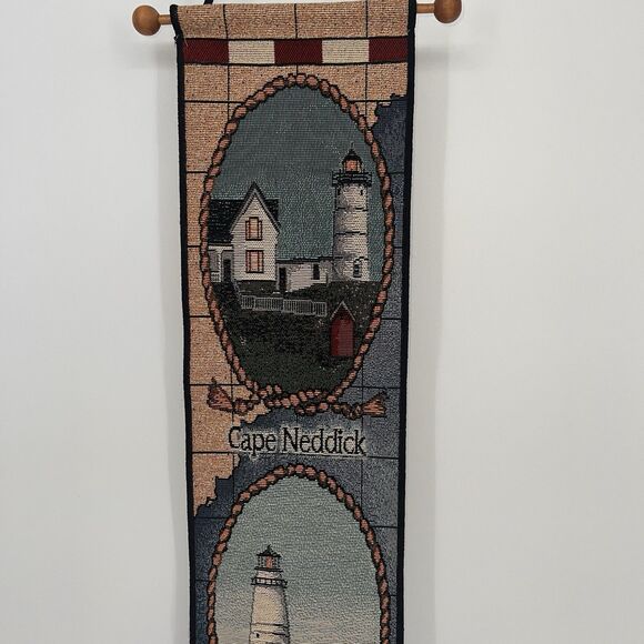 Tapestry Lighthouses East Coast Wall Hanging Compass Beach Ocean Decor - Picture 2 of 6